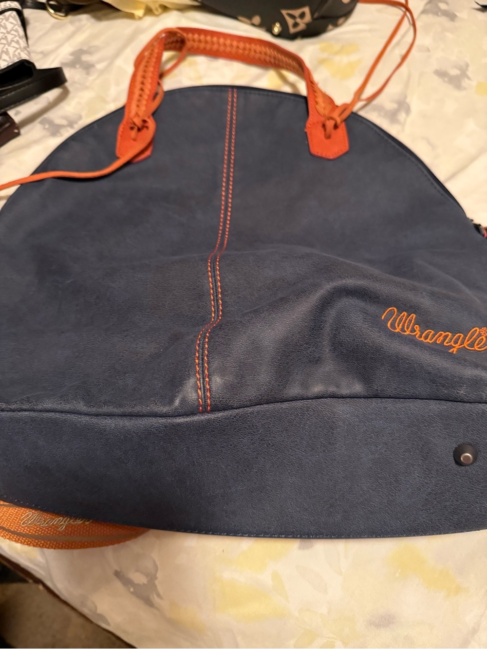 Wrangler Navy Duffel Bag with Orange Trim